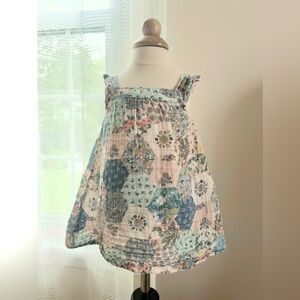 Angel Dear Blue and Pink Patchwork Dress with matching ruffle bloomers